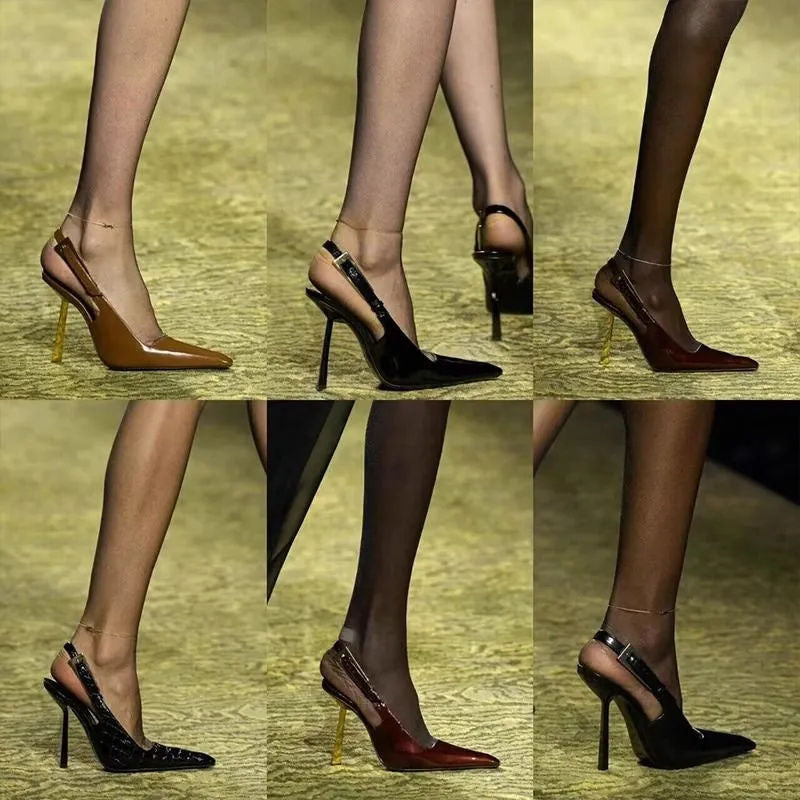 Elegant Black Patent Leather High Heels for Women