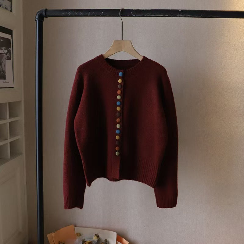 Korean-Style Wool Blend Cardigan