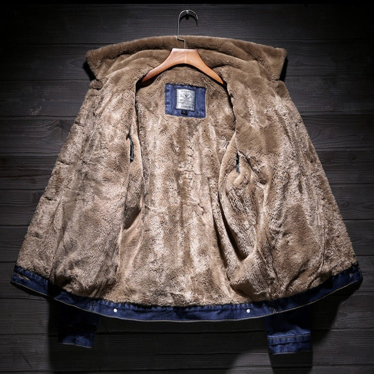 Men’s Thickened Fleece-Lined Denim Jacket | Autumn Winter Casual