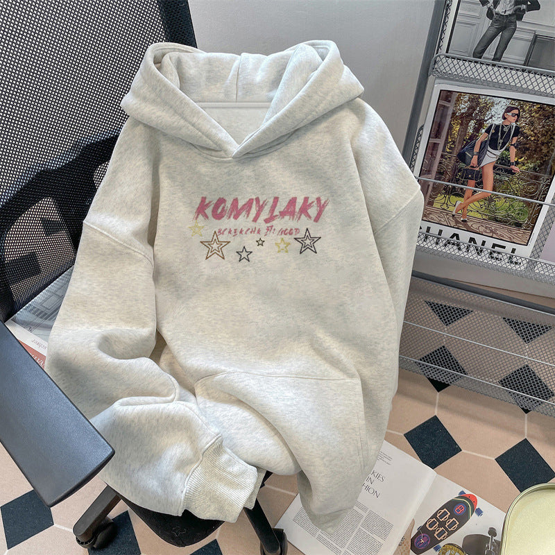 Women Men Hooded Sweatshirt Velvet Thickened Sports Top Fit