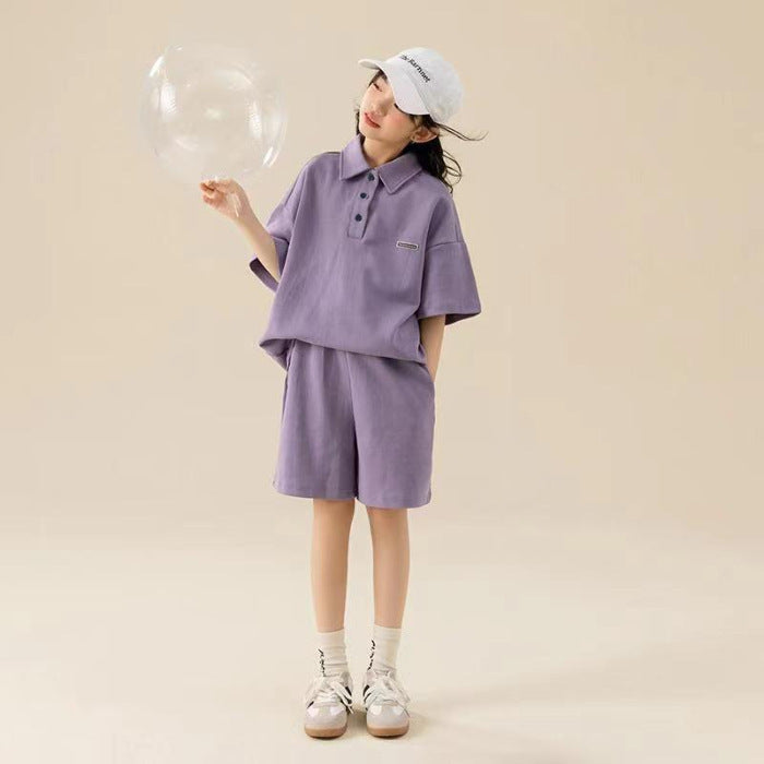 Girls Lapel Top & Casual Shorts Set – Smart Kids Fashion Nepal | Tudoholic