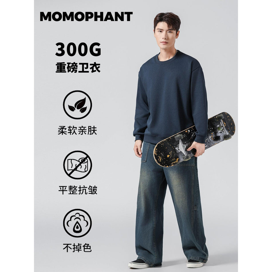 300g Fleece-Lined Round Neck Sweatshirt Women Loose Top