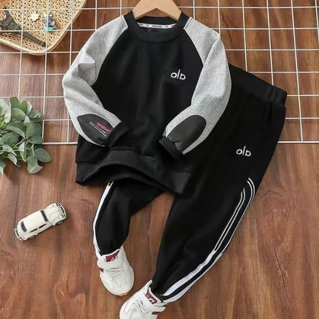Boys’ 2025 Autumn Sports Sweat Two-Piece Set – Spring Autumn Kids Fashion Nepal | Tudoholic