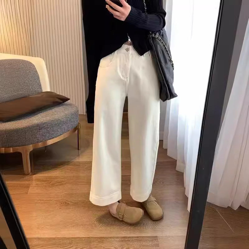 STOCK-Vintage High-Waist Cropped Wide-Leg Jeans for Women