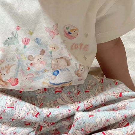 Girls Cartoon T-Shirt Pants Set – Korean Summer Style – Outfit Sets – Image 6