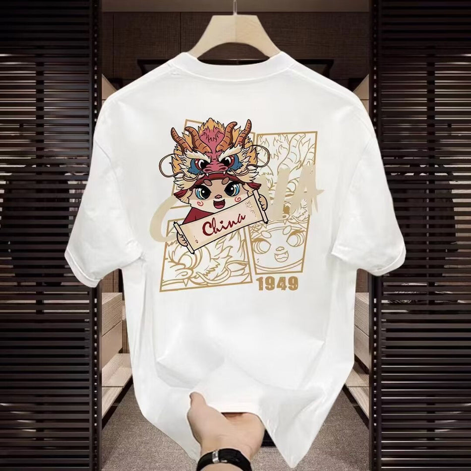 2024 Cotton Slim Fit T-Shirt for Men – White Short Sleeve