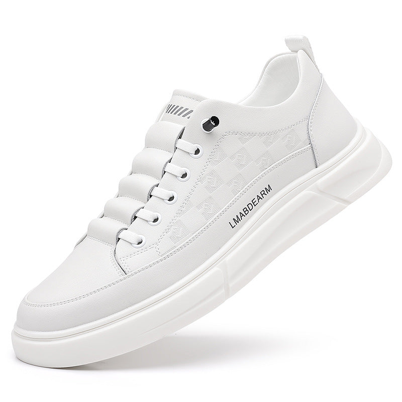 Men's White Board Sneakers Breathable Casual Lace-Up Shoes