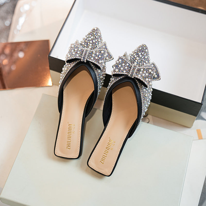 INSTOCK- BT-5 Pointed Flat Sandal – Rhinestone Women's