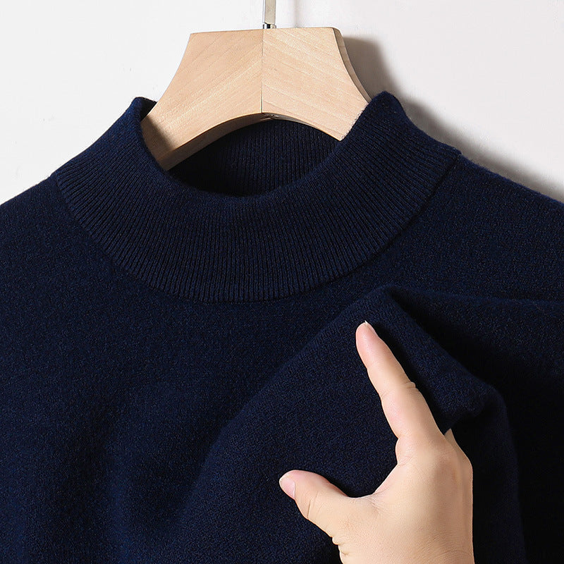 Men’s Autumn Winter Half-High Collar Solid Color Cardigan
