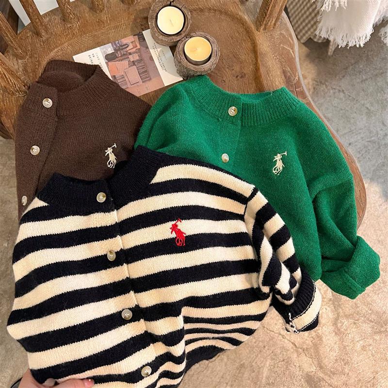 Kids’ Korean Striped Cardigan Autumn Winter Knitwear