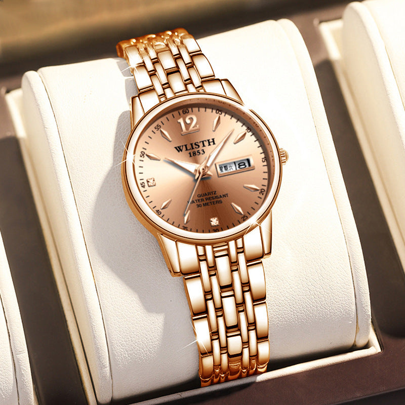 WLISTH Double Calendar Steel Watch – Luminous Waterproof Style