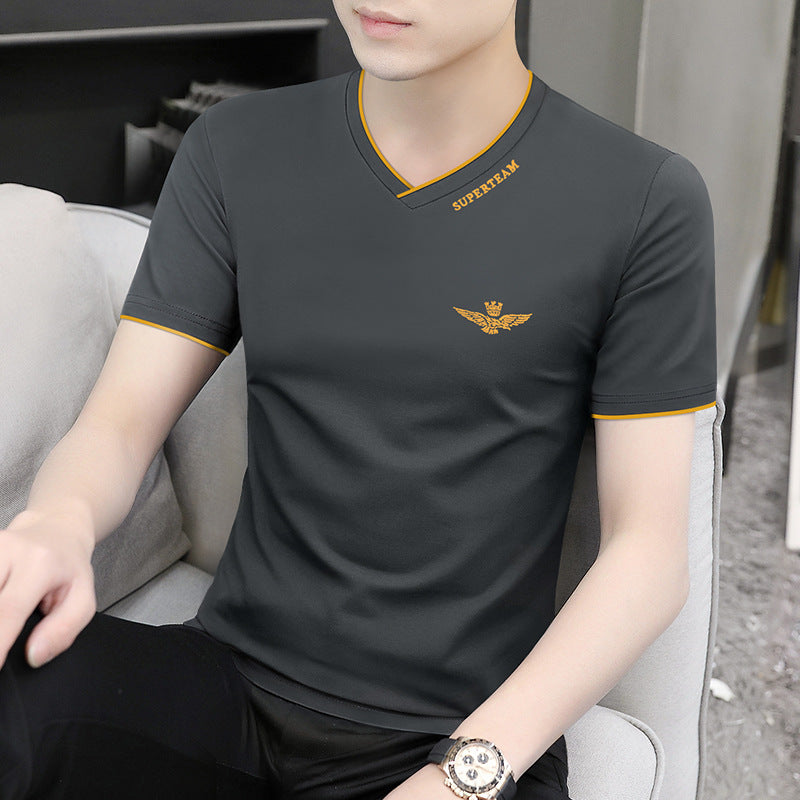 2025 Men’s Ice Silk Modal V-Neck Quick-Dry T-Shirt