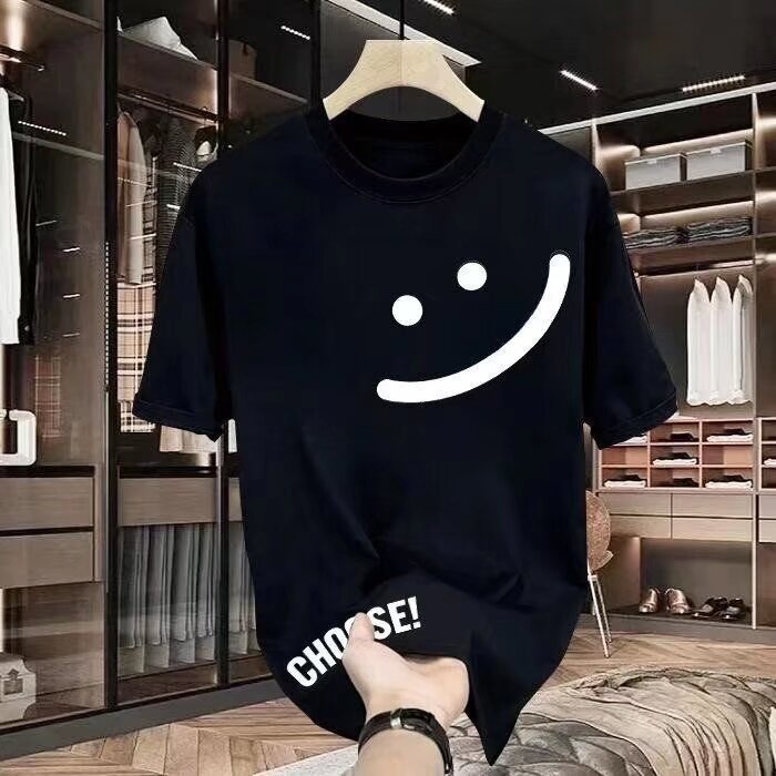 Men's Smiley Face Printed T-Shirt – Fun & Trendy Summer Tee