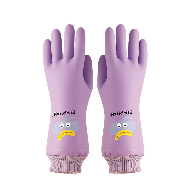 Elastic Fleece-Lined Dishwashing Gloves – Waterproof & Non-Slip