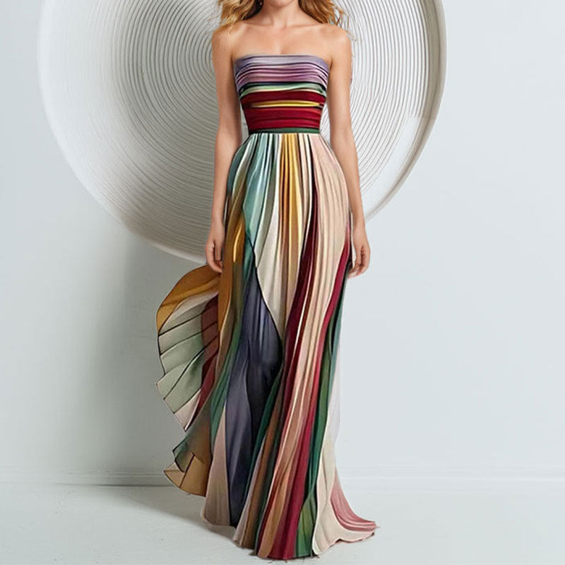 STOCK-Strapless Printed Dress – Sexy Autumn/Winter Style 💃