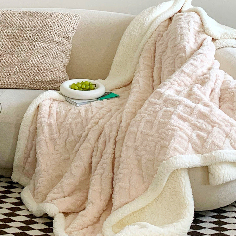 INSTOCK-Winter Tafel Coral Fleece Blanket  Thickened Lamb Wool