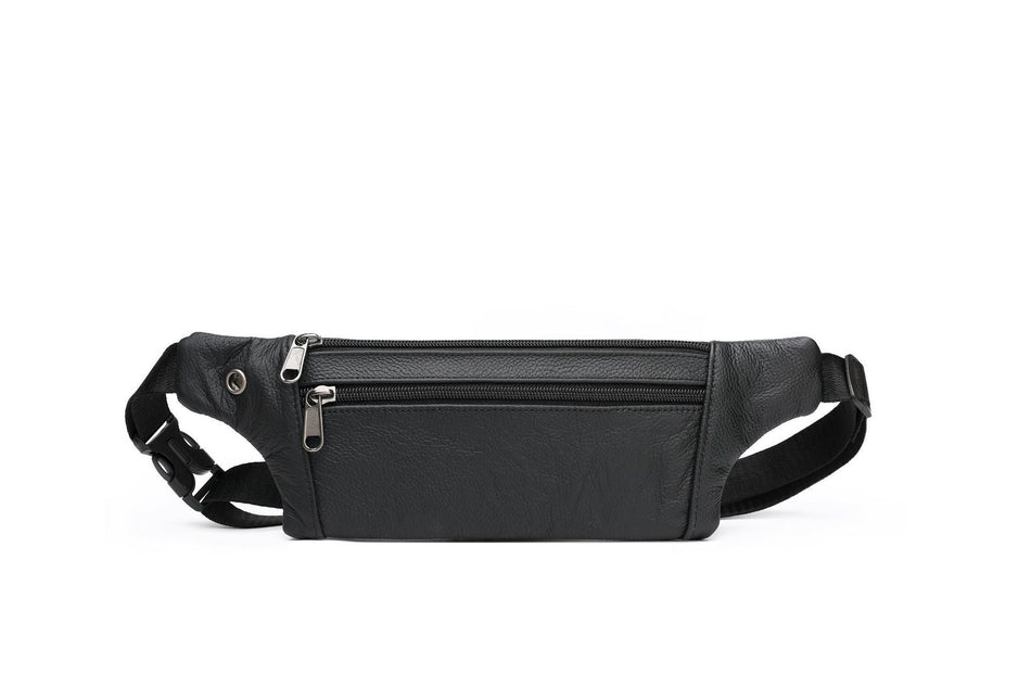 Men's Lightweight Cowhide Sports Waist Crossbody Bag