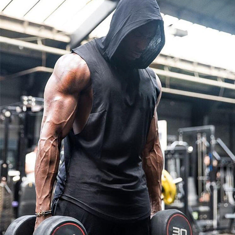 Men’s Sleeveless Sports T-Shirt – Hooded Fitness & Running Wear