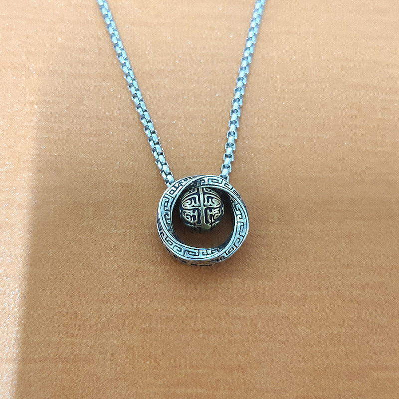 Vintage Mobius Ring Bead Necklace – Men's Pendant