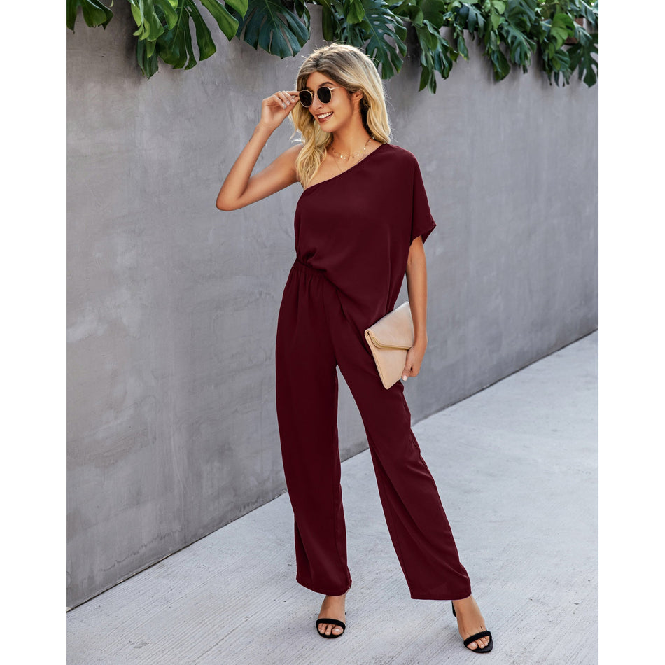 Off-Shoulder One-Piece Trousers – 2026 "INS" Liquid Minimalist