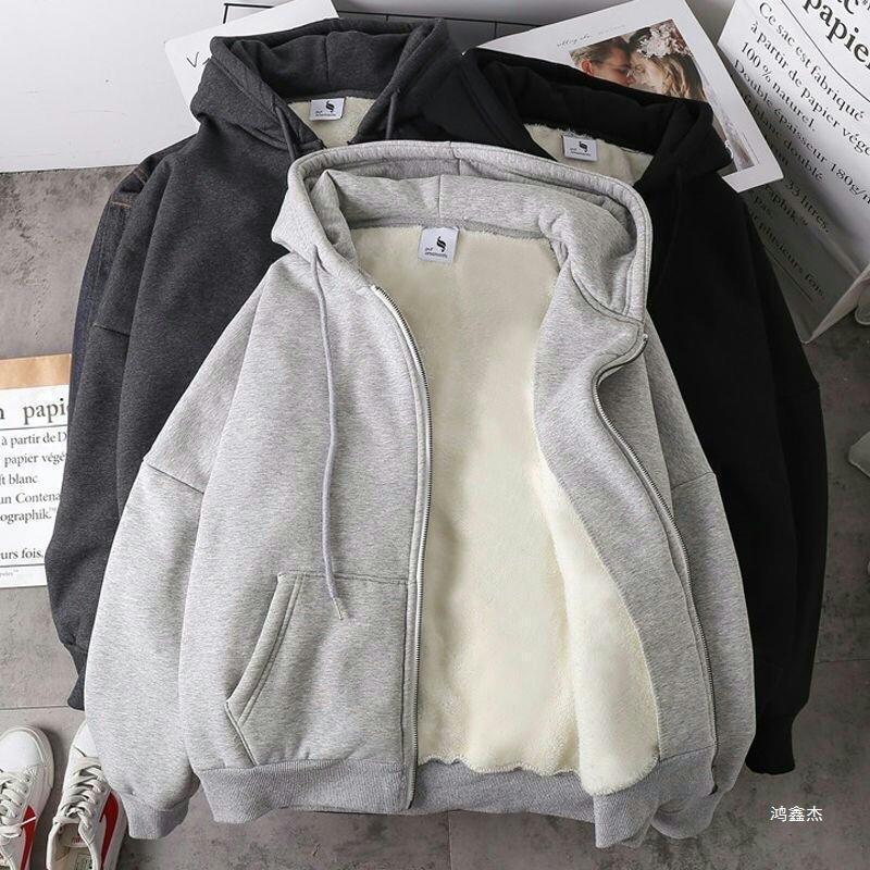 Unisex Fleece-Lined Zipper Cardigan – Relaxed Spring/Summer