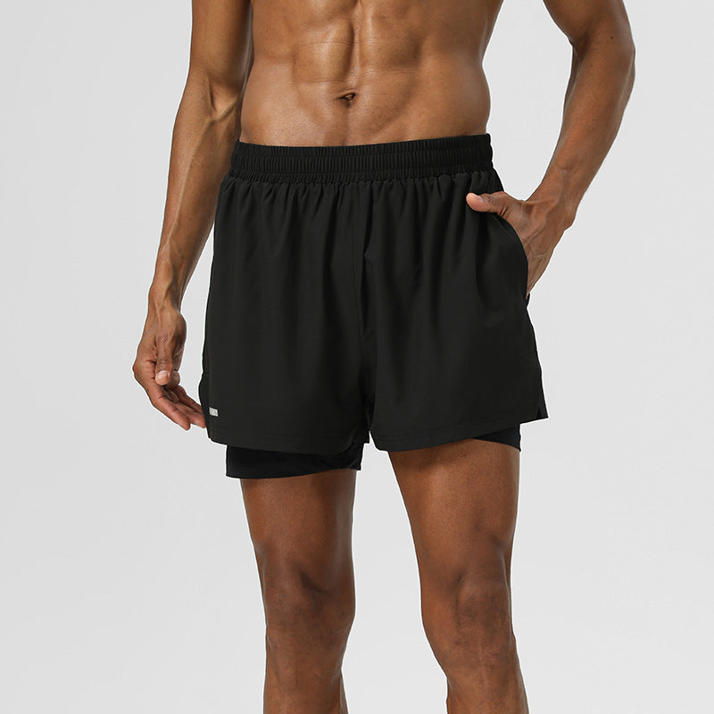 2025 Men’s Fake Two-Piece Sports Shorts Breathable