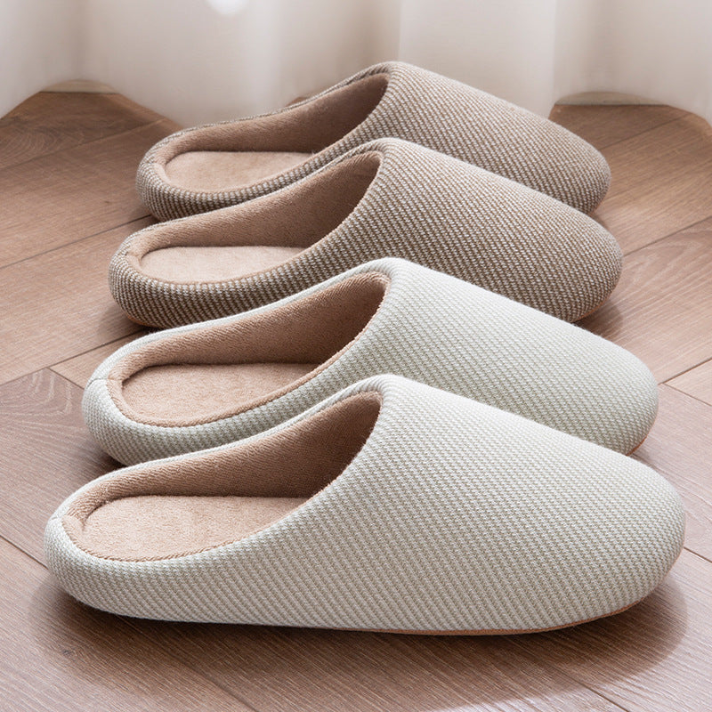 Japanese Striped Cotton Slippers Soft Non Slip Home Wear