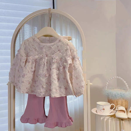 Baby Girls Korean Autumn Floral Top & Lace Pants Set – Baby & Children's Outfits – Image 6