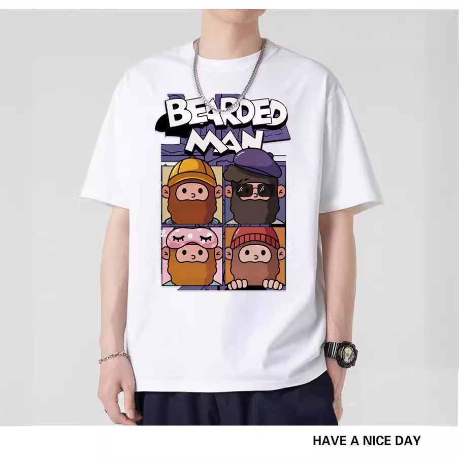 Men's Korean Style Loose-Fit Short Sleeve T-Shirt – Trendy &