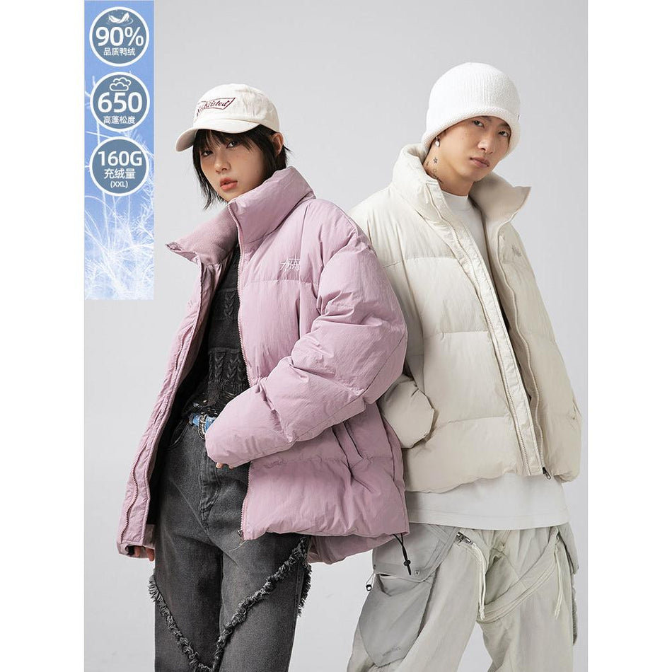 Men’s 2026 Velvet Down Jacket Thickened Embroidered Stand