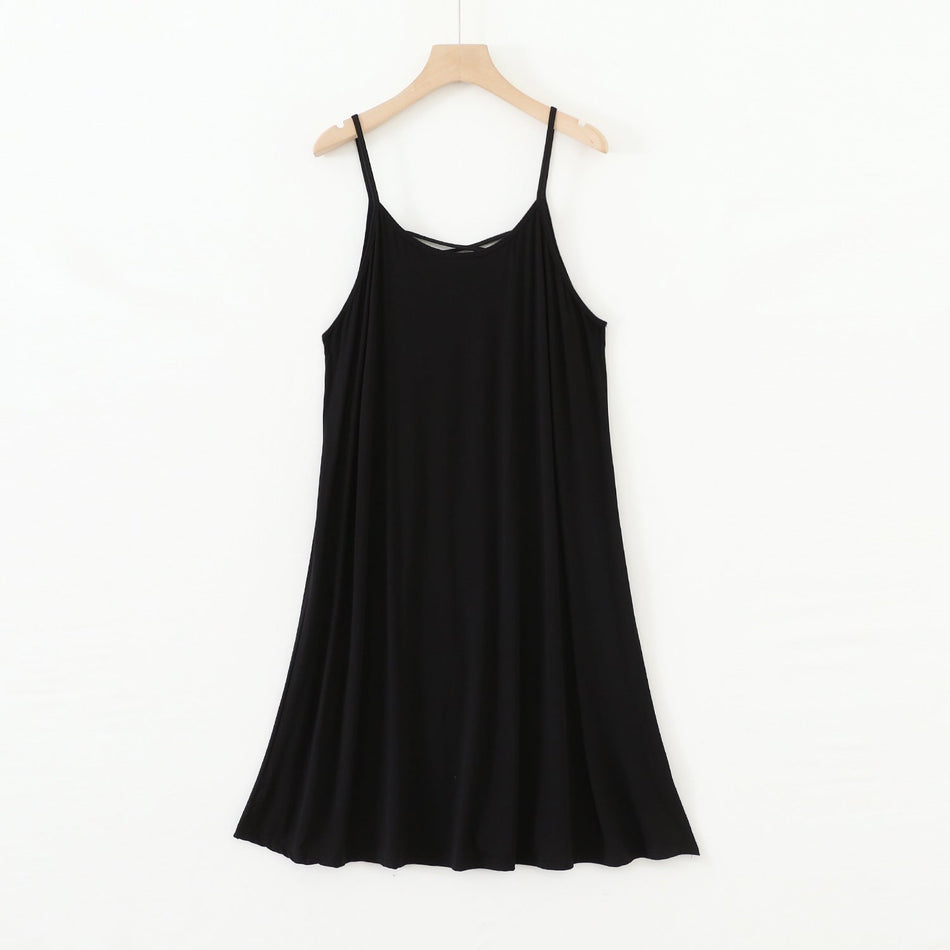 Women's Modal Maternity Suspender Midi Dress Loose Fit Solid