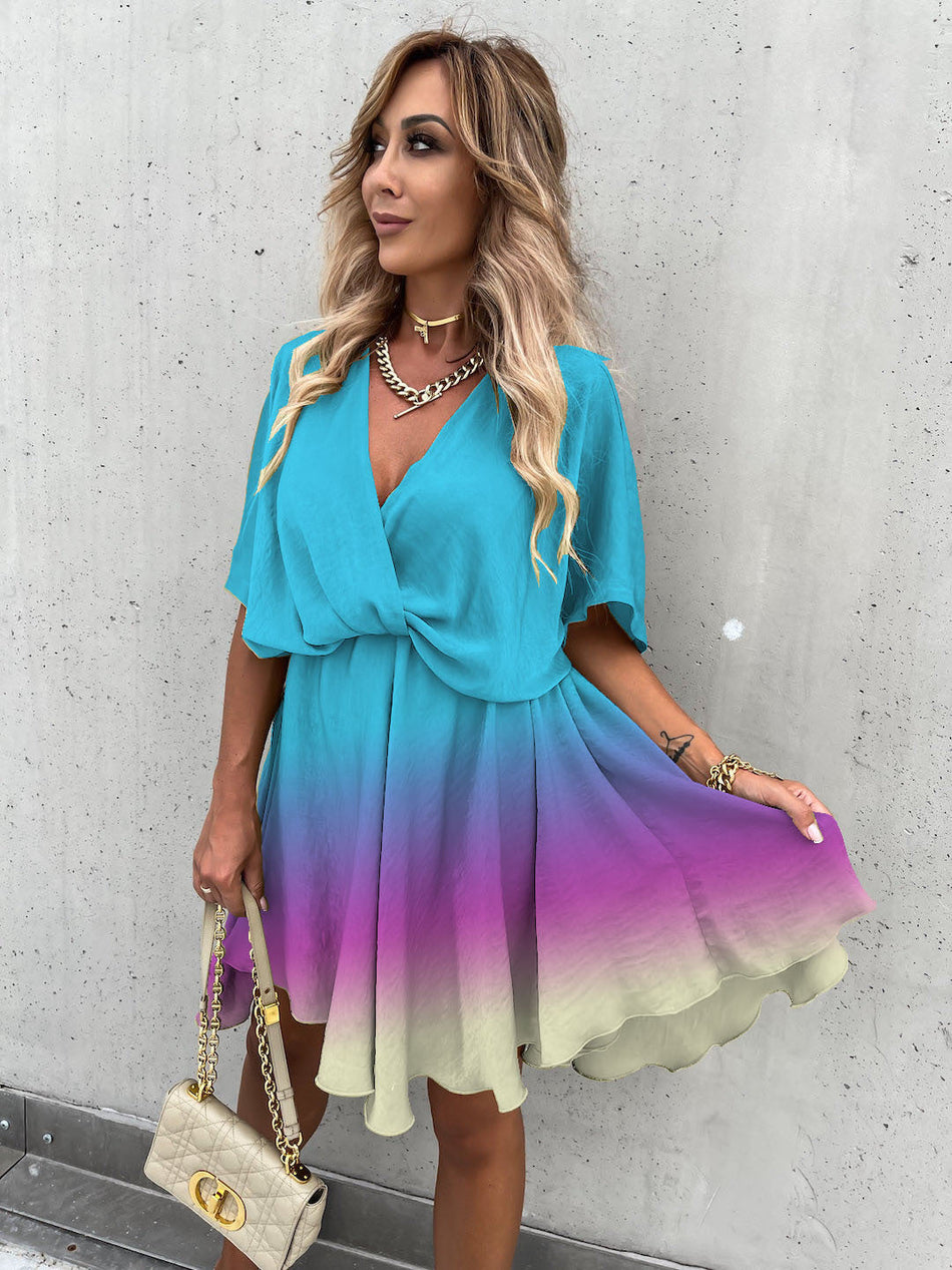 Gradient Multi-Color Dress - 2026 "INS" Liquid Aura Holiday Luxe