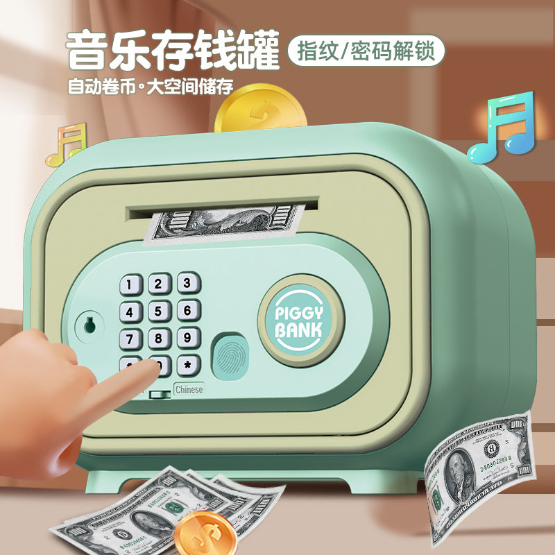 Cartoon Piggy Bank – Auto Coin Rolling & Fingerprint Unlock
