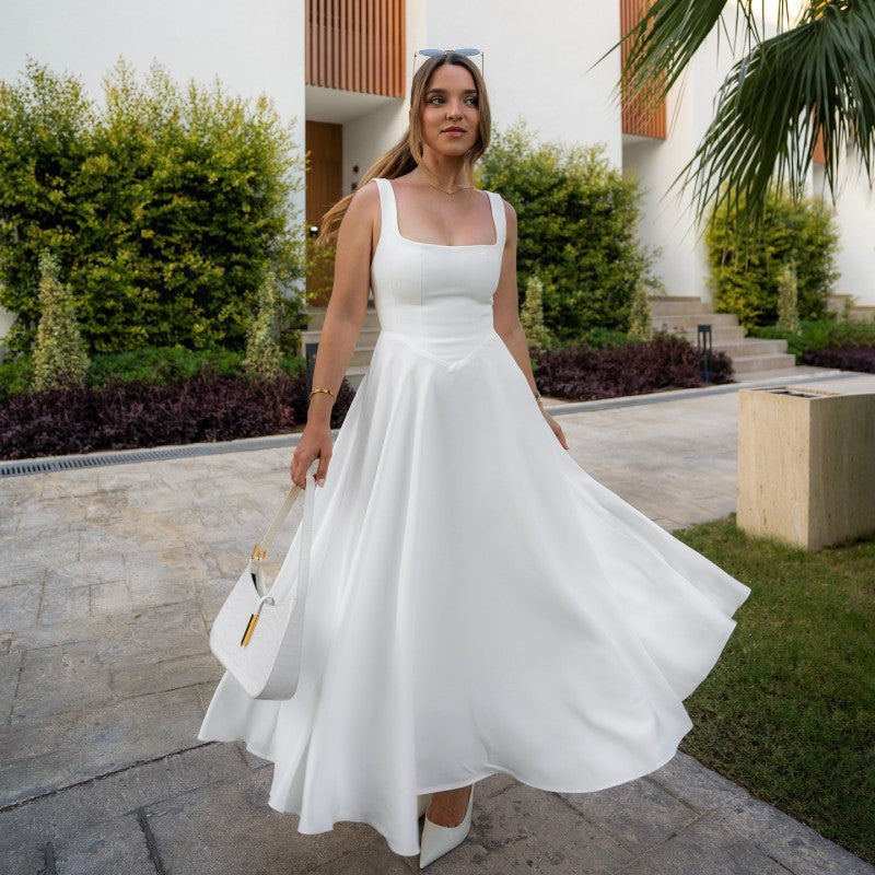 Square Neck Sleeveless Sling Dress