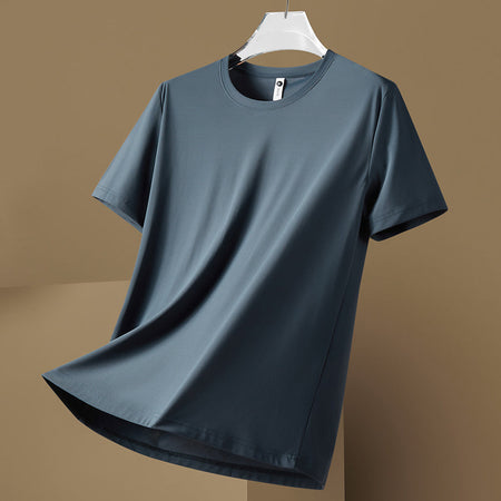Men's dark gray long sleeve T-shirt - loose fit round neck casual top