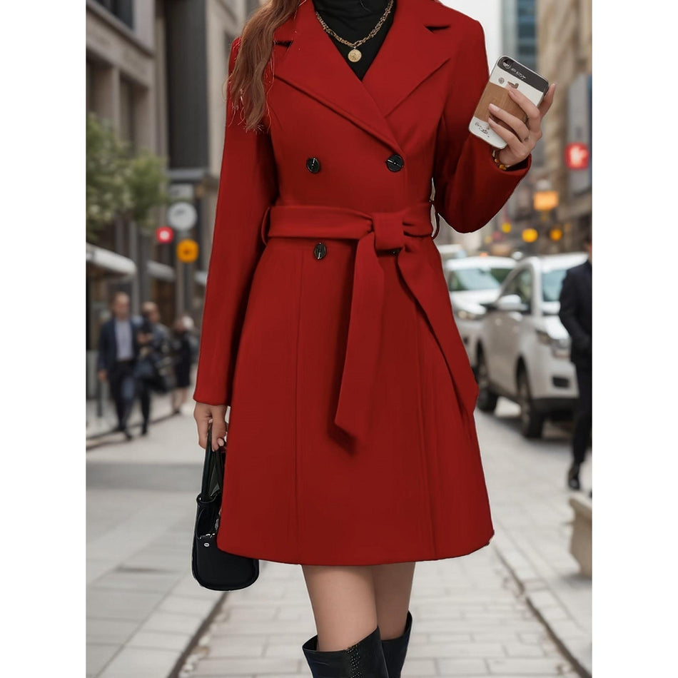 European American Thickened Double-Breasted Women’s Windbreaker