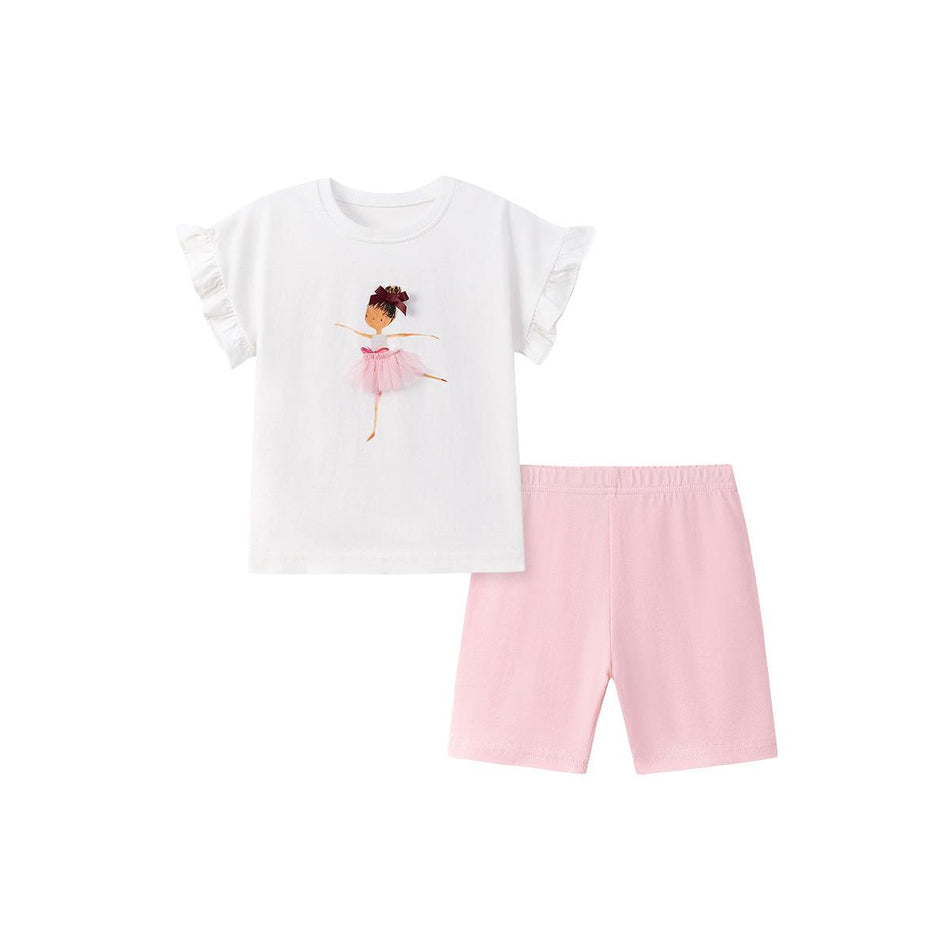 Girls Summer Cute Cartoon T-Shirt & Shorts Set