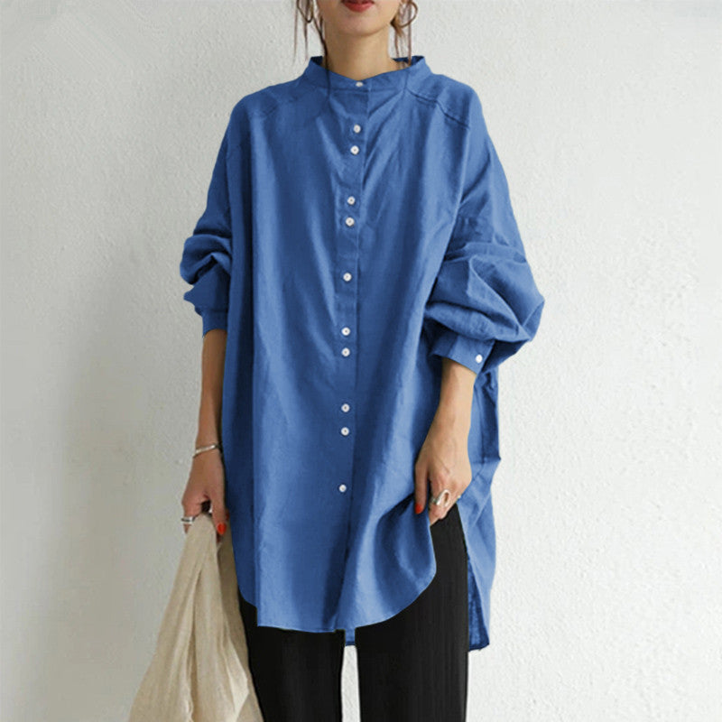 Women’s Retro Cotton-Linen Shirt
