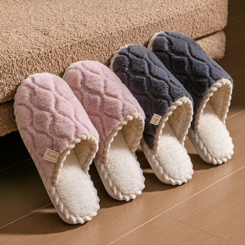 Warm Cotton Couple Slippers Non Slip Home Winter Wear