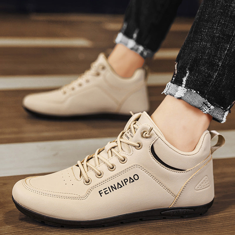 Men’s Mid-Top Slip-On Leather Casual Shoes