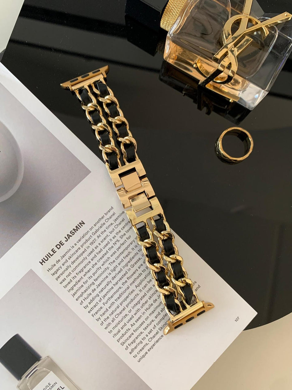Black Gold Elegant Strap for Apple Watch Series 9/8/7/6/5