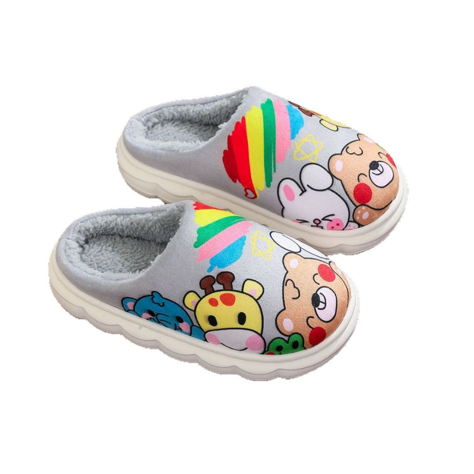 Children's Cotton Slippers – Winter Waterproof PU Warm Plush