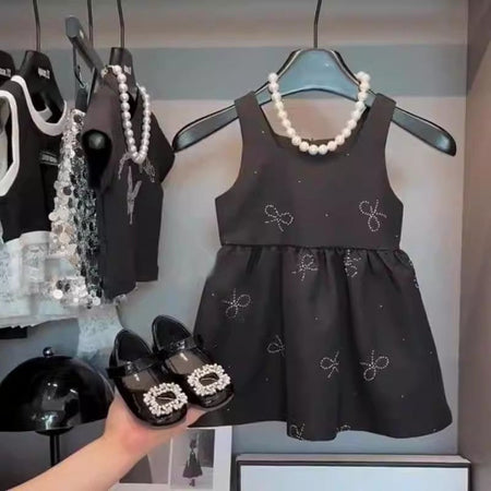 Girls Bow Vest Dress Korean Style Summer Elegant – Summer Kids Fashion Nepal | Tudoholic