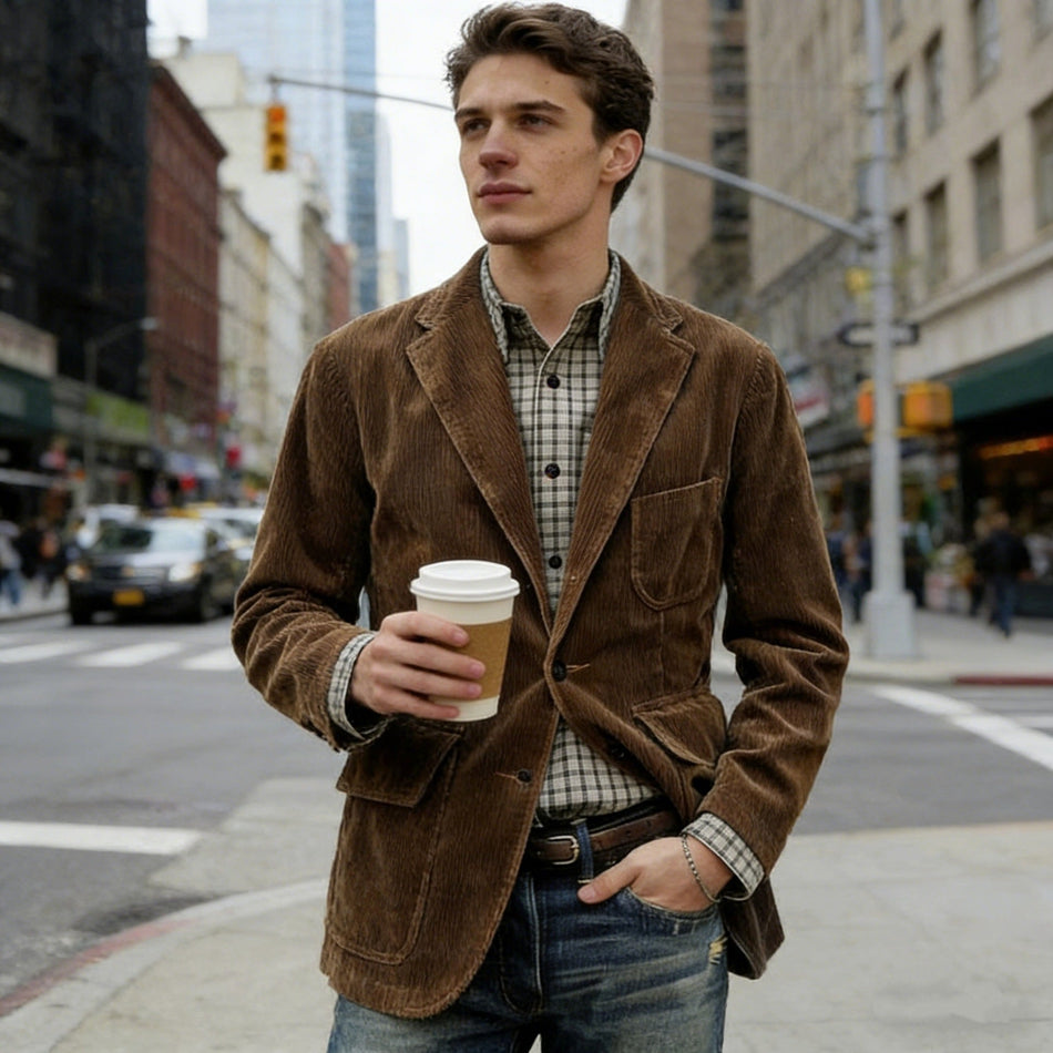 Men’s 2024 Corduroy Casual Jacket European Style
