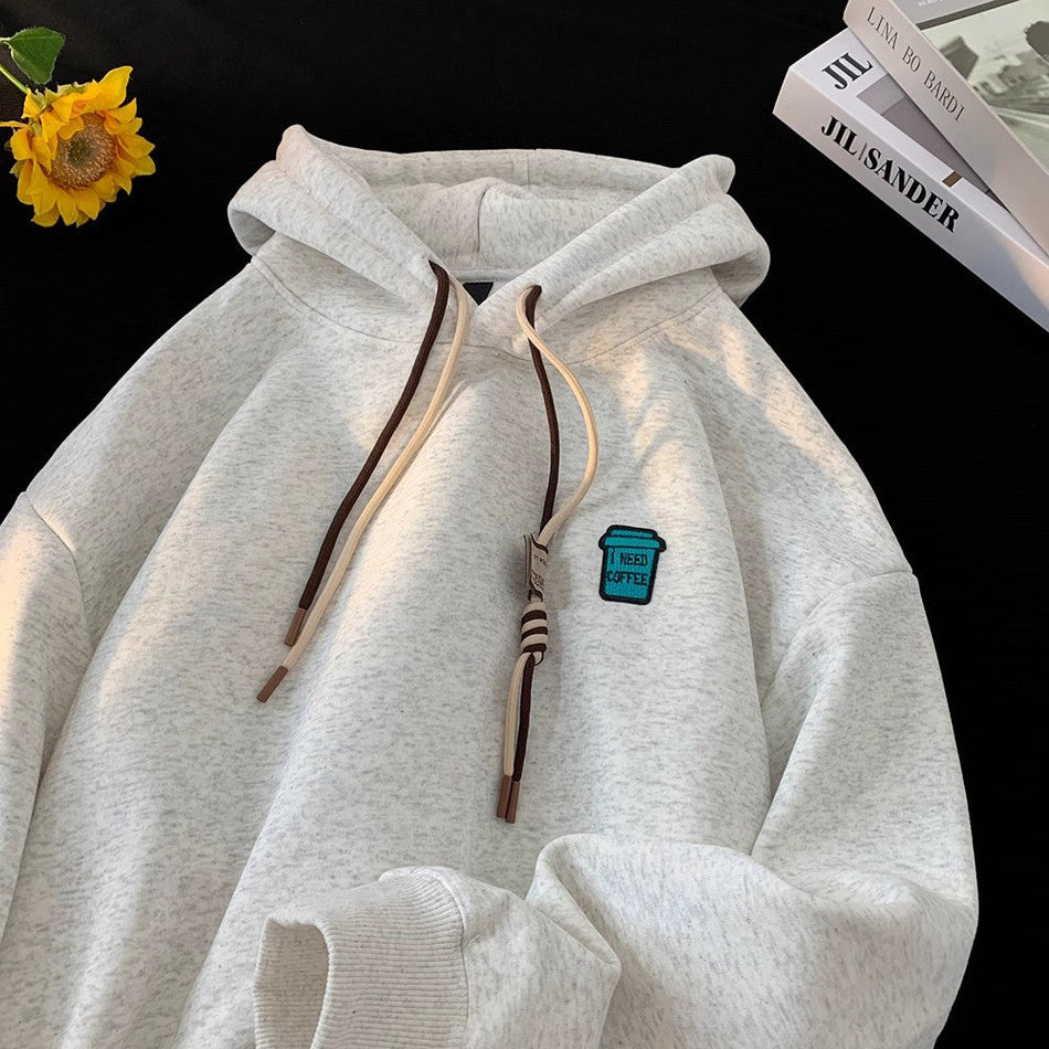 Men’s Retro Printed Loose Hooded Sweatshirt Spring & Autumn