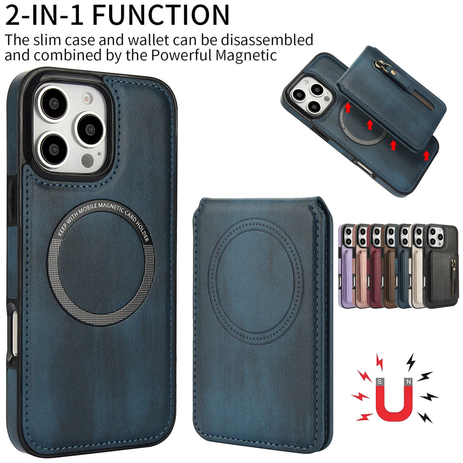 INSTOCK-iPhone 16 Pro Max Magnetic Zipper Case w/ Magsafe
