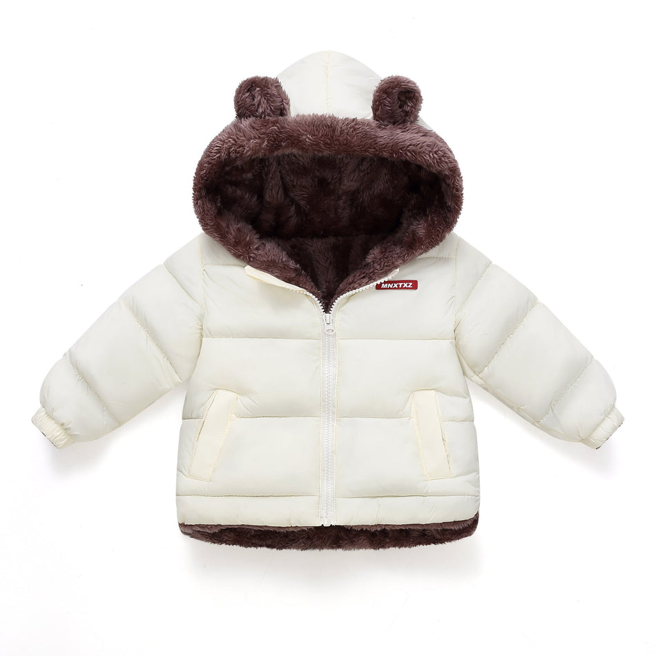 2025 Kids Winter Down Jacket – Fleece-Lined Cotton Coat