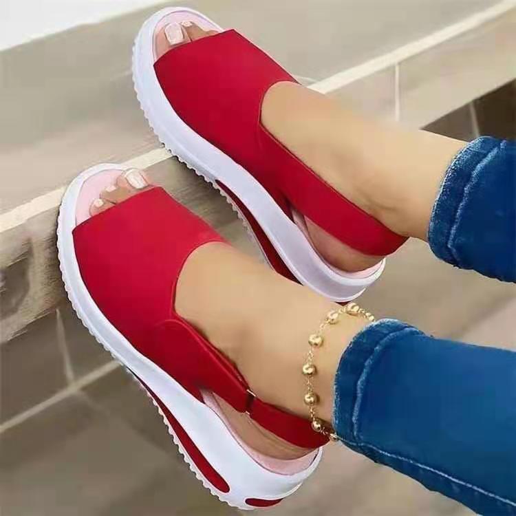 INSTOCK-Summer Thick-Soled Velcro Fish-Toe Sandals