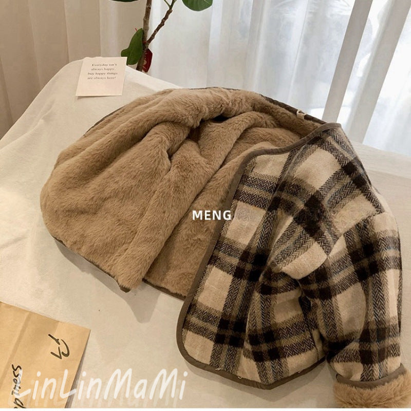 Boys’ Plaid Fleece-Lined Winter Coat