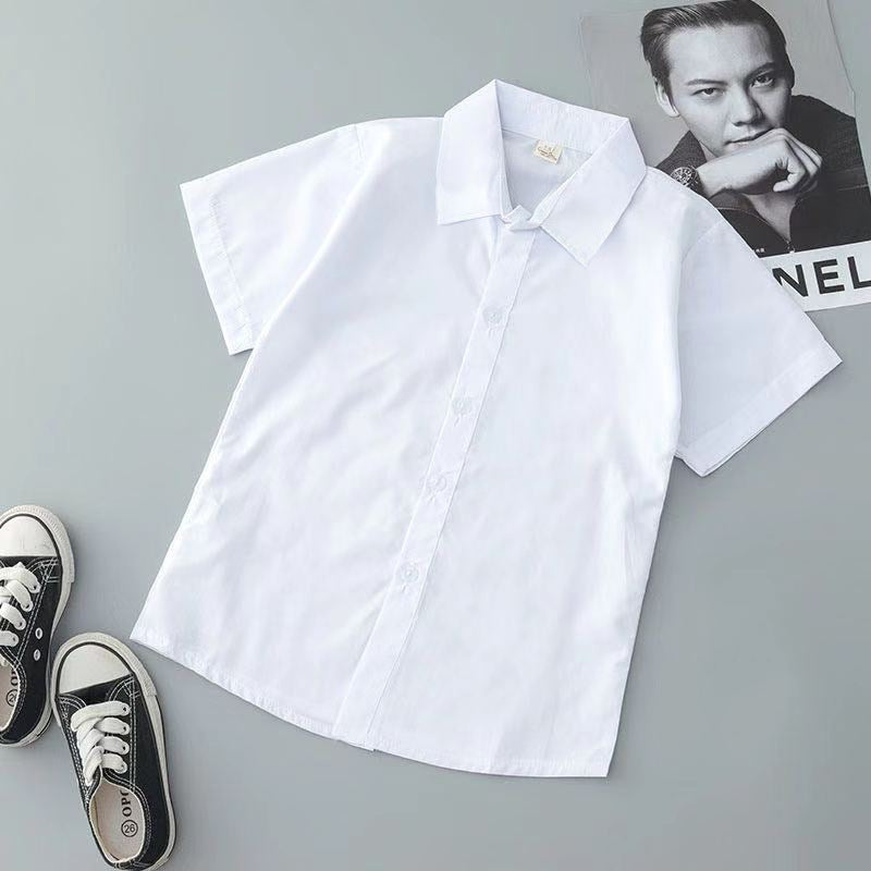 Kids White Short Sleeve School Shirt Unisex Classic
